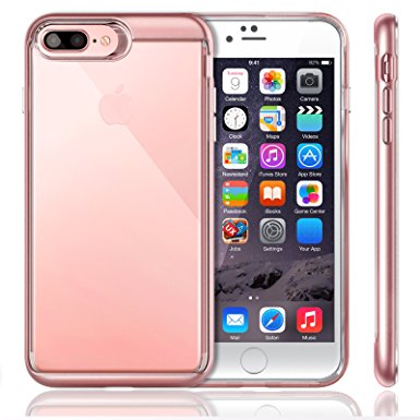 iPhone 7 Plus Case, iVAPO [Crystal Series]Transparent Clear iPhone 7 Plus Cover,Enhanced Grip[Pink] [Slim Cushion], Soft TPU Protective Air Space Shock-proof for Apple iPhone 7 Plus Case 2016-5.5 Inch