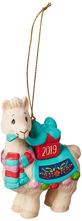 Precious Moments Llove You Llots 2019 Dated Bisque Porcelain Llama Christmas 191009 Ornament, One Size, Multi