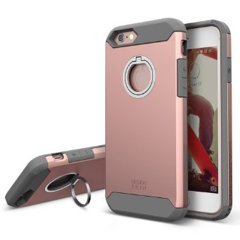 iPhone 6s / 6 Case, DesignSkin Ring Case F1: 360 Rotating Kickstand Smart Ring Anti Drop Dual Layer Protection Shock Absorbing Soft Grip Stand Cover for iPhone 6s (2015) / iPhone 6 (2014) -Rose Gold