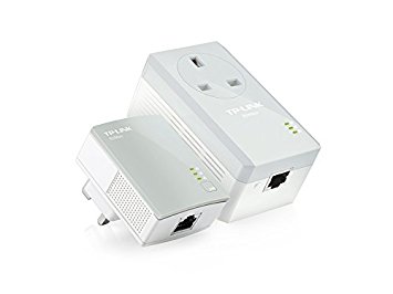 TP-Link TL-PA4016PKIT V1.20 1-Port Passthrough Powerline Adapter Starter Kit, Data Transfer Speed Up to 600 Mbps, No Configuration Required, UK Plug - Pack of 2