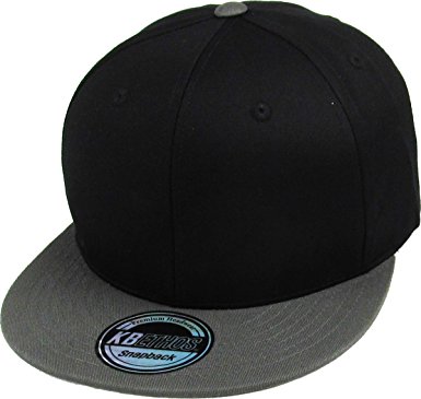 Classic Snapback Hat Blank Cap - Cotton & Wool Blend Flat Visor