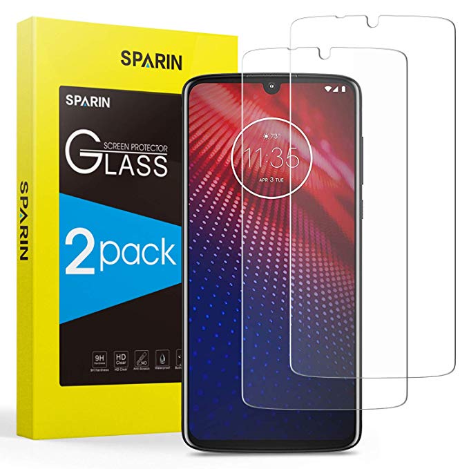 [2 Pack] Screen Protector for Moto Z4, SPARIN Upgraded Tempered Glass Screen Protector for Motorola Moto Z4, Only Cover Display Area, Fast Response, Bubble Free