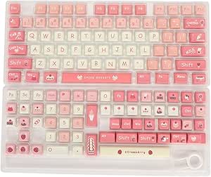 PBT Keycaps, 135 Keys Cute Keyboard Keycaps Cartoon PBT Dye Sublimation with Keycap Puller, Custom Keycaps for 61 87 96 98 104 108 Mechanical Keyboard