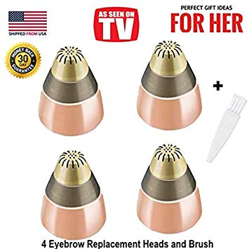 Eyebrow Hair Removal Replacement Heads for Women's Painless Eyebrows Hair Remover Trimmer For Good Finishing and Well Touch, As Seen On TV, Count 4
