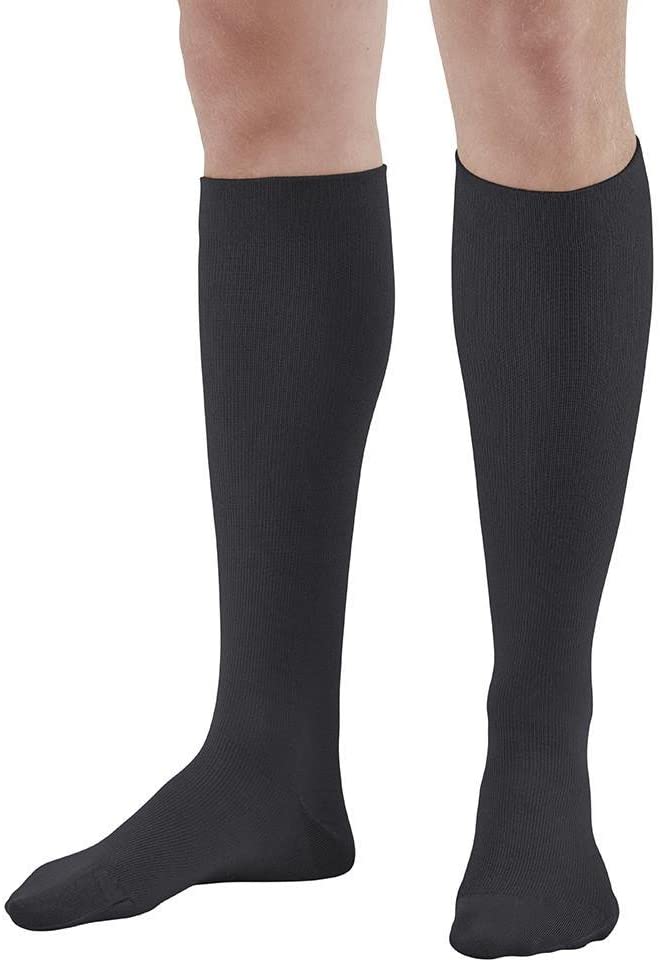 Ames Walker AW Style 624 Men's Premium Rayon 8 15mmHg Knee High Socks Black