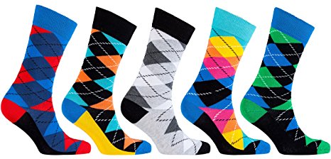 Socks n Socks-Men's 5-pair Luxury Fun Cool Cotton Colorful Dress Socks Gift Box