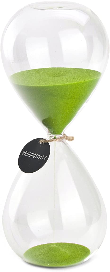 Hourglass Sand Timers - SWISSELITE Biloba Hourglass Sand Timer Inspired Glass/Home, Desk, Office Decor (8Inch-30Mins Macaw Green)