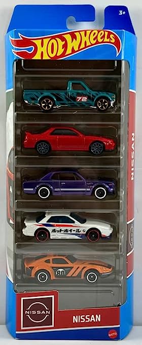 Hot Wheels Car Nissan 2023 Pack of 5 (Datsun 620, Nissan Fairlady Z, Nissan Silvia S13, Nissan Skyline Gt R, Nissan Skyline HT 2000GT X) Multi - Color