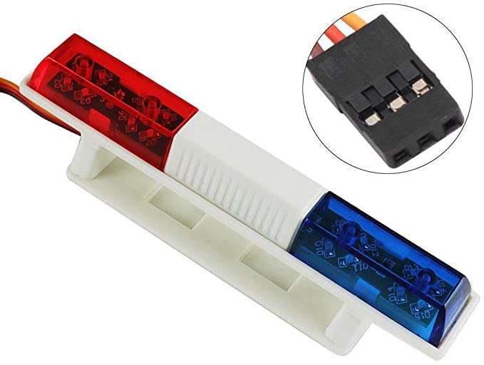 RC Car Police Lights Bright Rectangle LED Flashing Lights for 1/8 1/10 Model RC Cars Trucks
