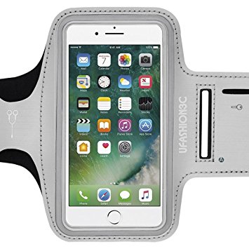 uFashion3C [Home Button Compatible] iPhone 7 (4.7 inch) Sweat Resistant Sports Armband Case for Running and Workout with Extender, Key Holder and Card Slots- fits Apple iPhone 7 with Slim Case