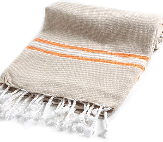 CACALA Paradise Series Turkish Bath Towels – Traditional Peshtemal Design for Bathrooms, Beach, Sauna – 100% Natural Cotton, Ultra-Soft, Fast-Drying, Absorbent – Warm, Rich Colors with Stripes