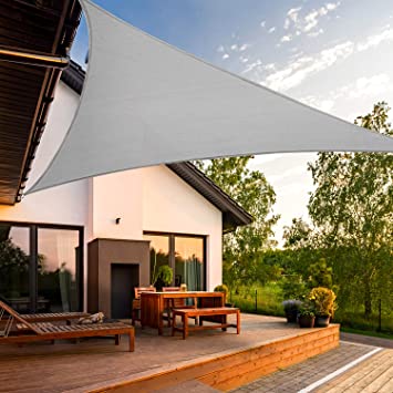 Artpuch Sun Shade Sail 15' x 15' x 21' Grey Triangle UV Block for Shelter Canopy Patio Garden Outdoor Facility and Activities