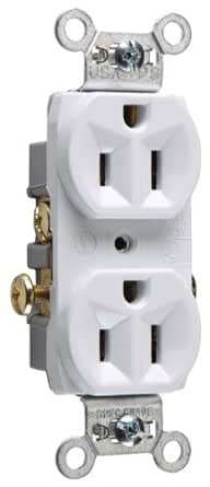 Legrand Pass & Seymour CR15WCC12 15 Amp Commercial Specification Grade Duplex Receptacle Outlet, Side Wire, White (1 Count)