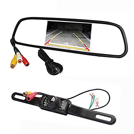 High resolution 4.3" Color TFT LCD Car Mirror Monitor  License Plate Car Rear View Camera135 degree IR 7 LED,