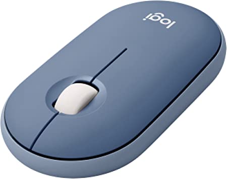 Logitech Pebble Wireless Mouse with Bluetooth or 2.4 GHz Receiver, Silent, Slim Computer Mouse with Quiet Clicks For Laptop, Notebook, iPad, PC and Mac - Blueberry