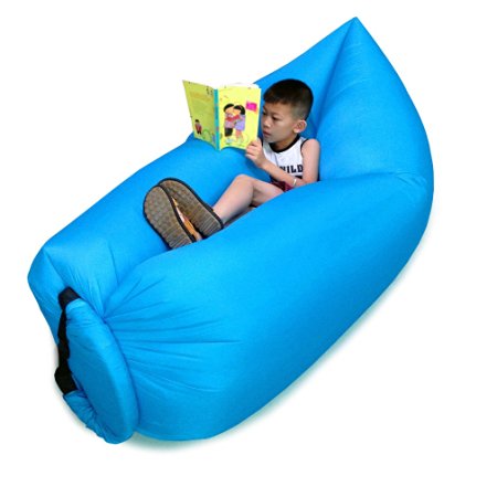 AUQITEK Outdoor Inflatable Lounger, Nylon Fabric Beach Lounger Convenient Compression Air Bag Hangout Bean Bag Portable Dream Chair