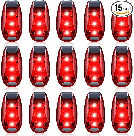 15 Pieces LED Safety Light, Clip on Flashing Strobe Lights for Runners, Dogs, Bike, Walking, High Visibility Accessories for Bicycle Helmet Reflective Gear Bike Tail Light