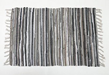 Uniifurn Color Stripe Rag Rugs for Kitchen, Bathroom, Entry Way, Laundry Room (More Color & Size Options Available) (Gray, 2x3')