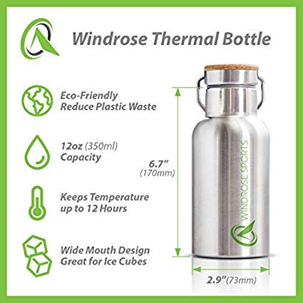 WINDROSE Thermal Insulated Double-Wall Stainless Steel Bottle