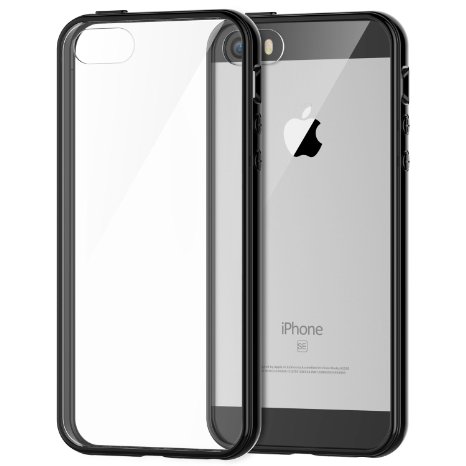 iPhone SE Case, JETech® iPhone 5/5S/SE Case Bumper Shock-Absorption Bumper and Anti-Scratch Clear Back (Black)