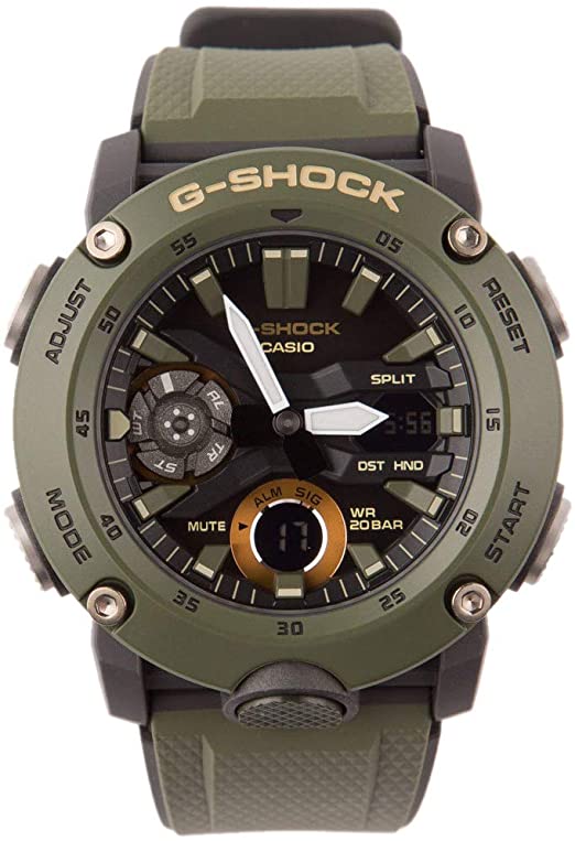 Men's Casio G-Shock Analog-Digital Carbon Core Guard Olive Green Watch GA2000-3A