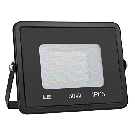 LE 30W LED Flood Light, 75W HPSL Equivalent, 2400lm Waterproof IP65 3000K Warm White 100° Beam Angle Super Bright Outdoor Work Light (No Plug)