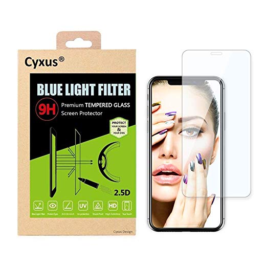 Cyxus Screen Protector for Apple iPhone Xr Blue Light Blocking (0.33mm, 2.5D) for iPhoneXr 9H Tempered Glasses [ 6.1''] 2018, 1 Pack