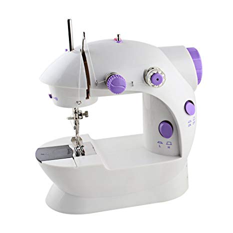 LIANTRAL Mini Sewing Machine, Portable Electric Crafting Mending Machine 2-Speed Double Thread with Foot Pedal for Household Travel Beginner