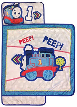 Jay Franco Nickelodeon Thomas & Friends Nap Mat - Built-in Pillow and Blanket Featuring Thomas - Super Soft Microfiber Kids'/Toddler/Children's Bedding, Ages 3-7 (Official Nickelodeon Product)