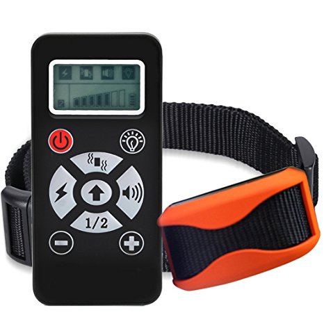 BSR International Dog Training Collar with Rmote - e Shock and Vibration Pet Training Collar for Dog - Waterproof & Rechargeable Bark Collar Fits 15-90lb Small & Large Dogs (Orange)
