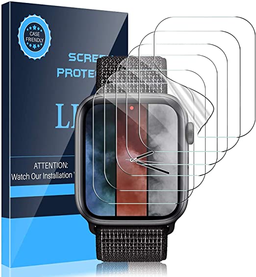 LK [6 Pack] Screen Protector for Apple Watch 44mm SE/Series 4/5/6 and Apple Watch 42mm Series 3/2/1- Bubble-Free Scratch-Resistant iWatch 44mm/42mm Flexible TPU Clear Film (UF-001)