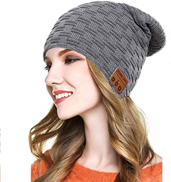 Beanie with Bluetooth, Version 4.2 Bluetooth Beanie Built in Stereo Headphone Headset Speaker for Women, Men Winter Outdoor Sports and Warmth(Grey)