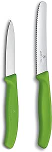 Victorinox Swiss Classic Paring Knife Set - Includes Exceptional Paring Knife & Utility Knife - Kitchen Knives for Home Essentials - Green Handles, 2-Piece Set