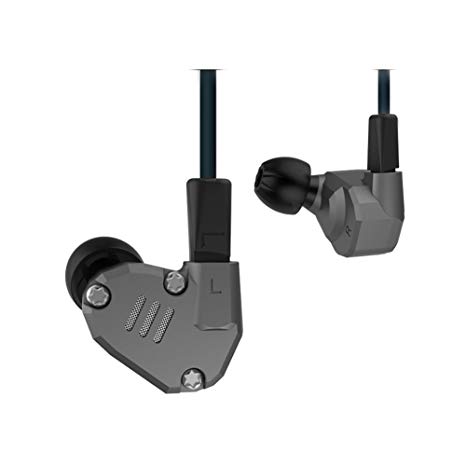 KZ ZS6 HiFi Quad Driver Earphones 2DD 2BA with Extra Bass, Detachable Cable,Without Mic, Gray