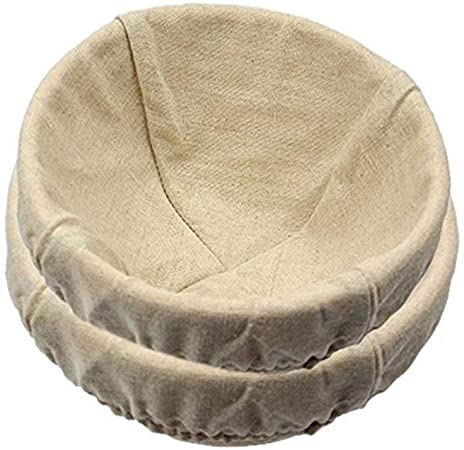 2 pack of 8.5 Inch Round Brotform Banneton Proofing Baskets with Linen Liner Clot Bread Bowl for Professional & Home Bakers