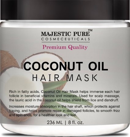 Coconut Oil Hair Mask From Majestic Pure Offers Natural Hair Care Treatment Hydrating and Restorative Mask Restores Shine Nourishes Scalp and Provides Deep Conditioning for Dry and Damaged Hair 88 fl oz