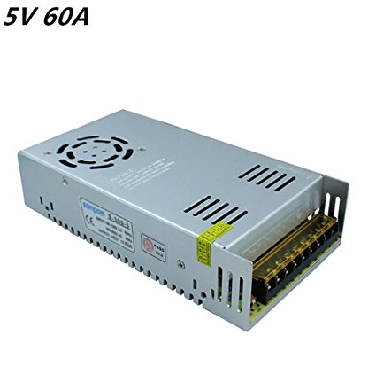 Tanbaby 5V 60A 300W DC Universal Regulated Switching Power Supply for LED Strip Flexible Light, CCTV, Radio, Computer Project