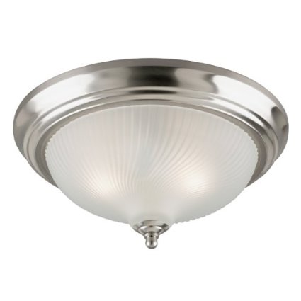 Westinghouse 6430600 Three-Light Flush-Mount Interior Ceiling Fixture, Brushed Nickel Finish with Frosted Swirl Glass
