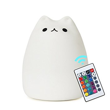 Umiwe Remote Control Cat Lamp, Cute Silicone Kitty Night Light for Kids Baby Children Nursery Toddler Birthday Gift