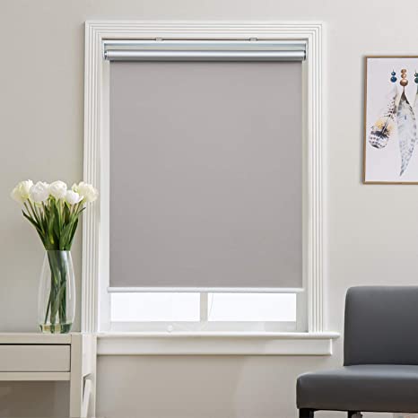 Grey Blackout Shades Roller Shade Window Blinds, Black Out 95% Light & UV, 24 inch Wide x 72 inch High