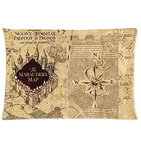 Harry Potter Marauder's Map 20X30 Two Sides Custom Cotton & Polyester Pillow Case Cover Cushion Cover Model: CHH-0097?Build-to-Order?