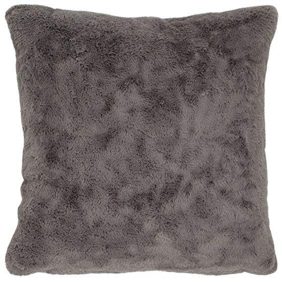 Rivet Glam Soft Faux Fur Throw Pillow - 20 x 20 Inch, Grey