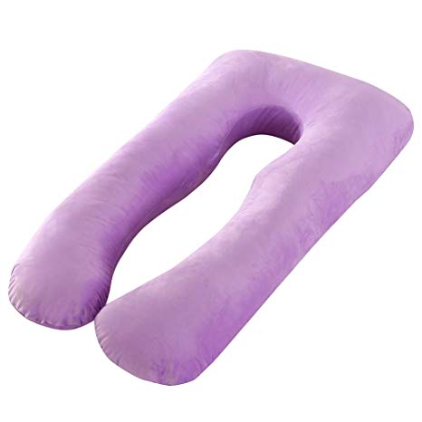 MINGPINHUIUS Pregnancy Pillow, New Upgrade Body Pillow with Velvet Pillow Case, 57" Enlarge Size Maternity Pillows for Pregnant Women Sleeping Pillow Weight 2.7kg Fuller Inner Cotton U Shaped Pillow Cover Detachable Washable (Purple)