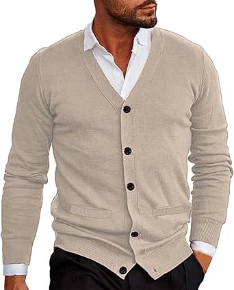 Mens Cardigan Sweater Casual Soft Cardigan Stylish Cable Knit Button up Cardigan Sweater Knitted Warm Winter Sweater