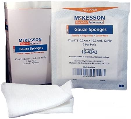 McKesson 4X4 Gauze Sponge 12Ply Sterile - 25 Packs of 2- Model 16-4242