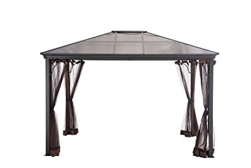 Sunjoy S-GZ604PCO-F Seville Polycarbonate Top Gazebo, Black