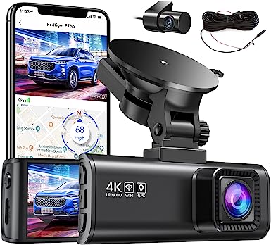 [F7NS in-Car Rear Camera]-REDTIGER F7NS 4K Dash Cam with Wi-Fi GPS Front and in-Car Rear Camera and Cable