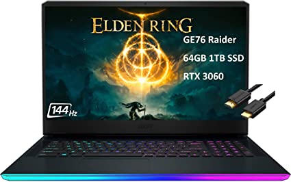 2022 MSI GE76 Raider 17.3" 144Hz (64GB RAM, 1TB PCIe SSD, Intel 8-Core i7-11800H (Beat Ryzen 7 5800H), RTX 3060), FHD Gaming Laptop, Thunderbolt 4, Webcam, RGB Backlit, IST Computers HDMI, Windows 10