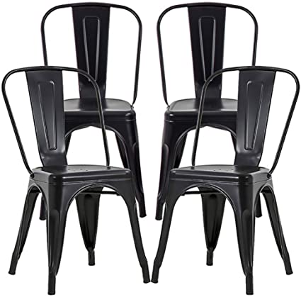 Metal Dining Chairs Set of 4 Metal Chairs Patio Chair 18 Inches Seat Height Dining Room Kitchen Chair Tolix Restaurant Chairs Bar Stackable Chair Trattoria Metal Indoor Outdoor Chairs