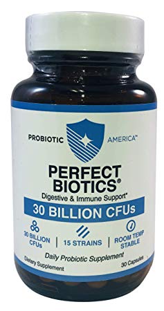 Probiotic America Perfect Biotics Digestive and Immune Support 30 billion CFUs 15 strains 30 capsule (1 Jar)